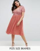 Lovedrobe Luxe Sequin Embellishment Midi Dress With Tulle Skirt - Pink