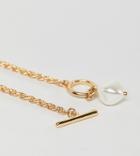 Designb London T Bar Closure Gold Necklace With Pearl - Gold