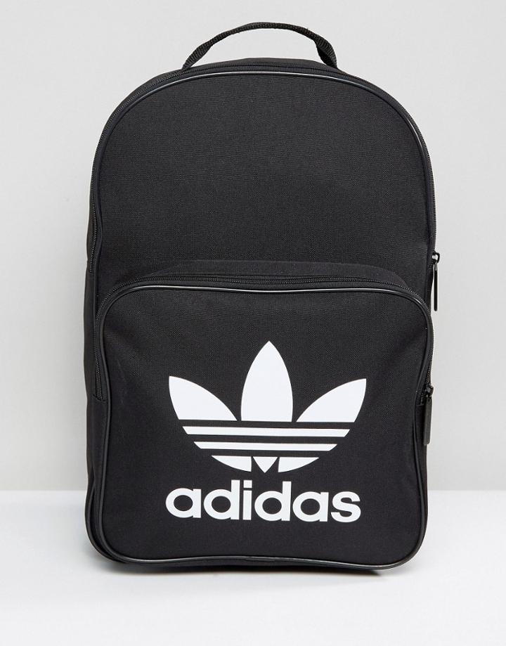 Adidas Originals Trefoil Backpack In Black With Front Pocket Bk6723 -