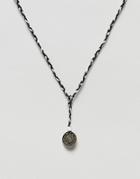 Icon Brand Black & White Cord Necklace With Burnished Gold Coin Pendant - Multi
