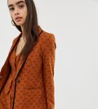 Unique21 Blazer With Repeat Bow Print And Contrast Lapel Detail - Brown