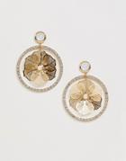 Asos Design Earrings With Crystal Open Circle Drop And Filigree Pearl Flower In Gold Tone