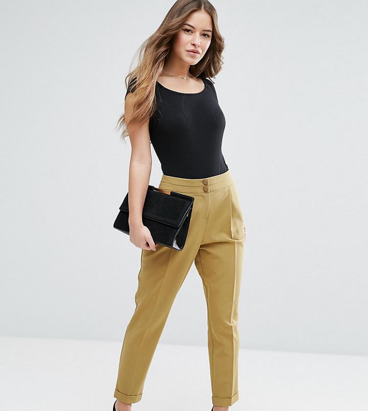 Asos Petite High Waist Tapered Pants-green