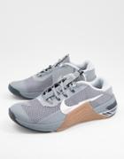 Nike Training Metcon 7 Sneakers In Particle Gray/gum-grey