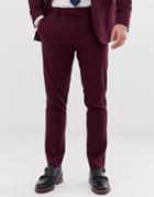 River Island Wedding Skinny Suit Pants In Burgundy-red
