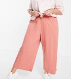 Asos Design Curve Culotte Pants With Shirred Waist In Terracotta-orange
