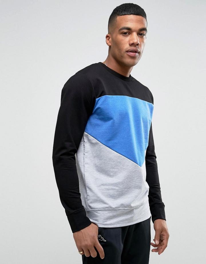Jack & Jones Cut And Sew Crew Neck Sweat - Black
