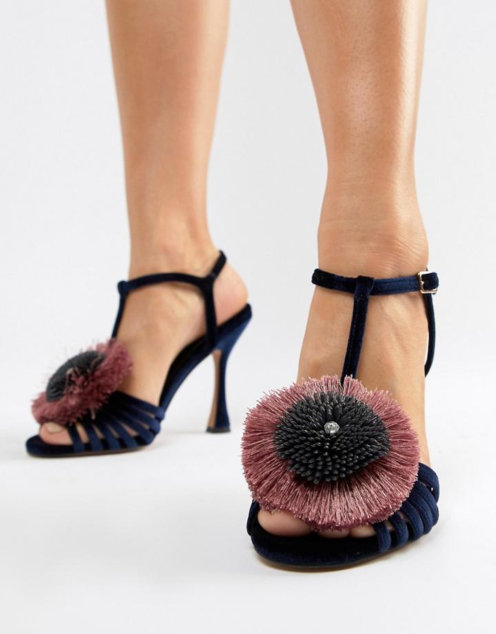 Asos Design Hoki Embellished Heeled Sandals - Navy
