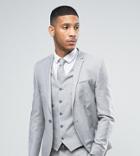 Noak Wedding Skinny Suit Jacket In Linen Nepp - Gray