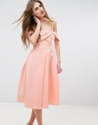 Asos Fold Detail Bardot Scuba Prom Dress - Multi