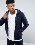 Intense Zip Up Hoodie In Navy With Logo - Navy