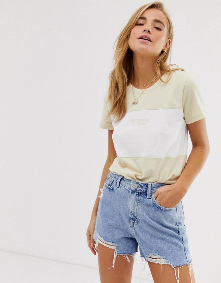 Abercrombie & Fitch T-shirt With Box Logo - Cream