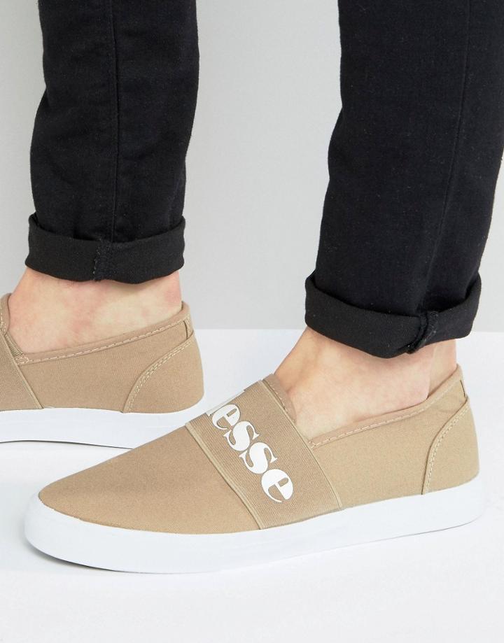 Ellesse Canvas Sneakers With Strap - Stone