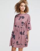 Asos Smock Dress In Winter Shadow Print - Multi