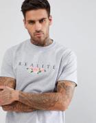 Boohooman T-shirt With Realite Print In Gray - Gray