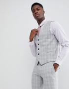Selected Homme Skinny Fit Vest In Gray Check - Gray