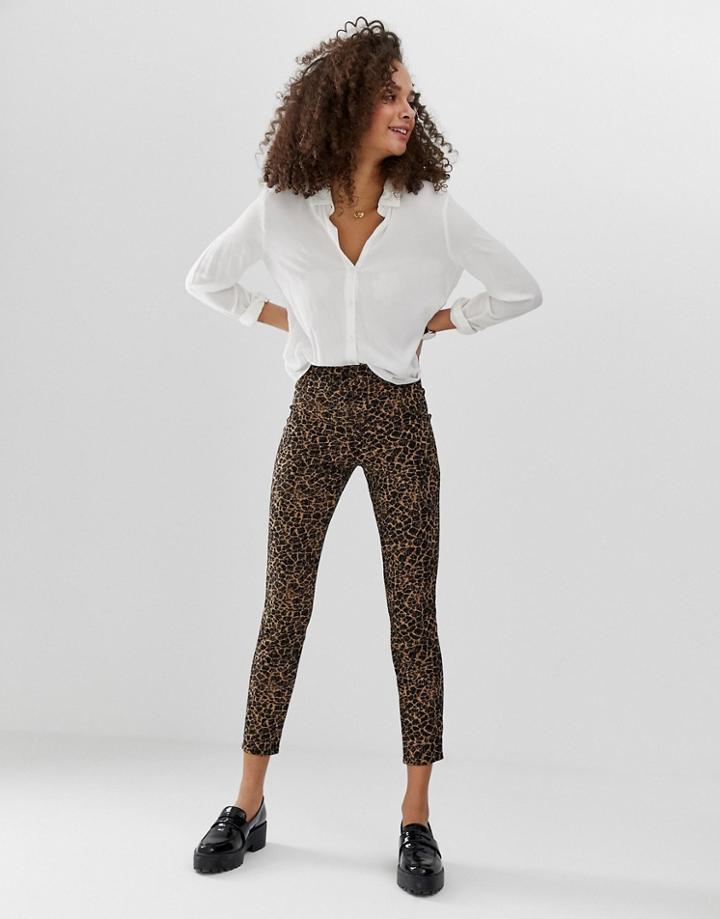Asos Design Leopard Jacquard Pull On Skinny Pants-multi