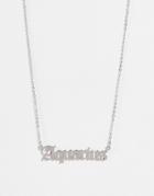 Designb London Aquarius Stainless Steel Starsign Necklace In Silver