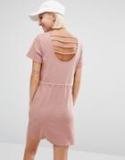 Daisy Street Sweat Dress With Cage Back - Pink