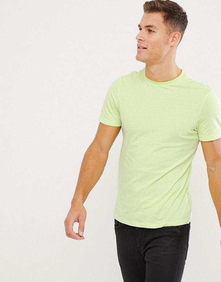 New Look Crew Neck T-shirt In Neon Yellow - Yellow