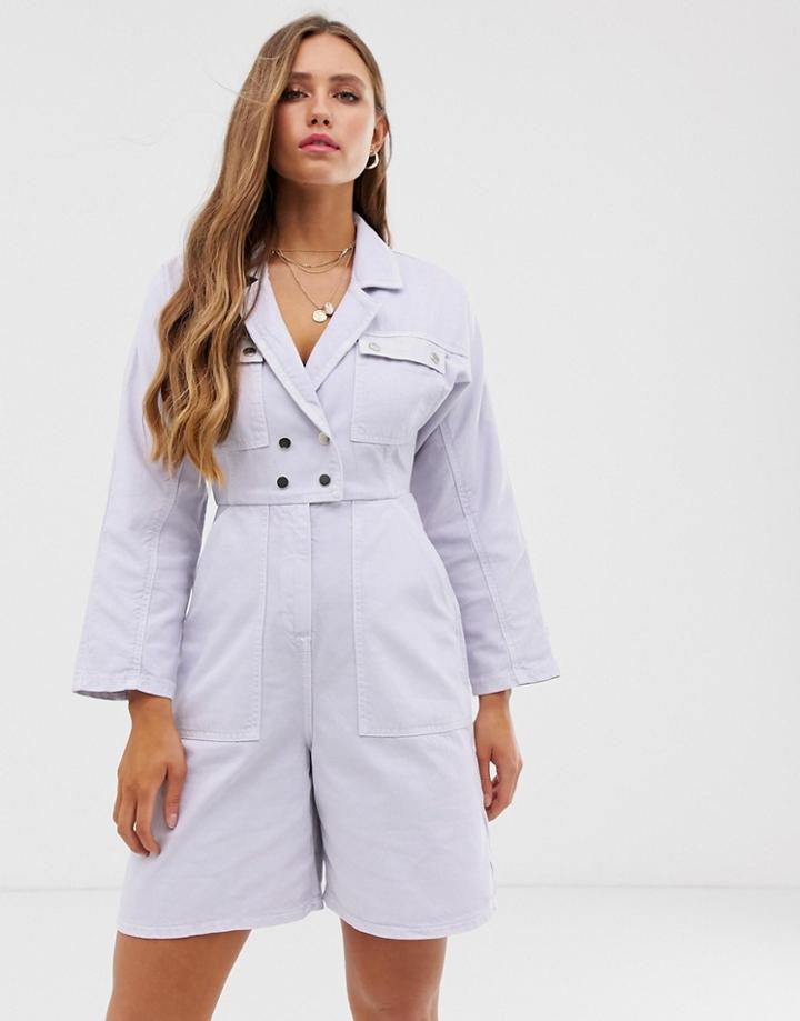 Asos Design Denim 80s Short Boilersuit - Multi