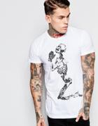 Religion T-shirt With Embroidered Skeleton - White