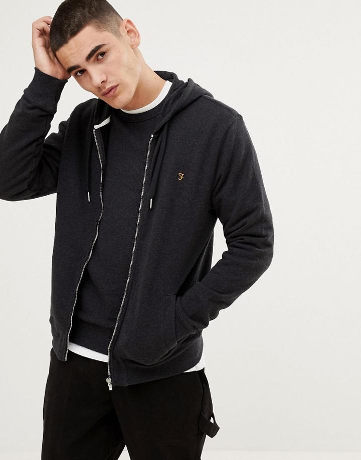 Farah Kyle Hooded Zip Through Sweat In Black - Black
