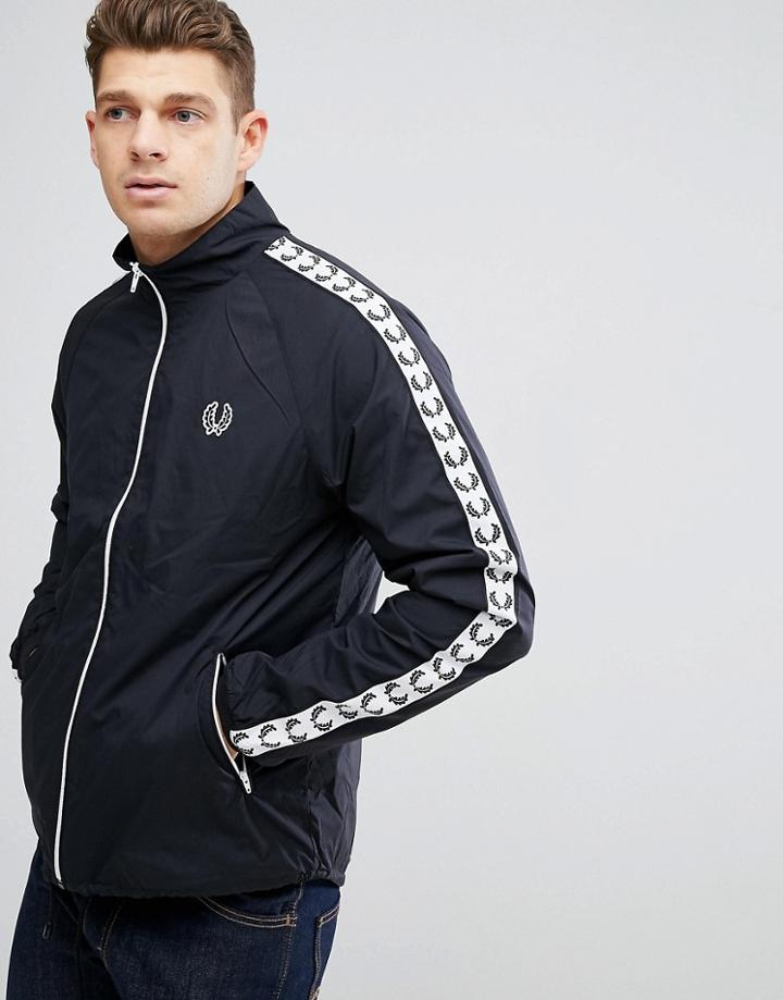 Fred Perry Sports Authentic Taped Sports Jacket In Black - Black