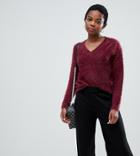 Noisy May Petite Fluffy Knit Sweater - Red