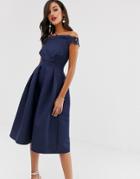 Little Mistress Skater Mini Dress With Embellished Detail-navy