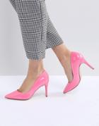New Look Patent Pointed High Court Shoe - Pink