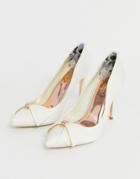 Ted Baker Ivory Satin Bow Detail Heeled Pumps-white