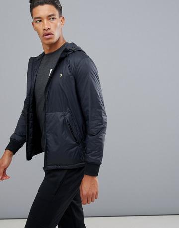 Farah Sport Busby Zip-thru Hooded Track Jacket In Navy - Black