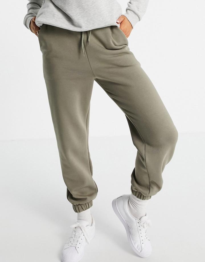 Asos Design Oversized Sweatpants In Pale Khaki-green