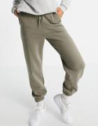 Asos Design Oversized Sweatpants In Pale Khaki-green