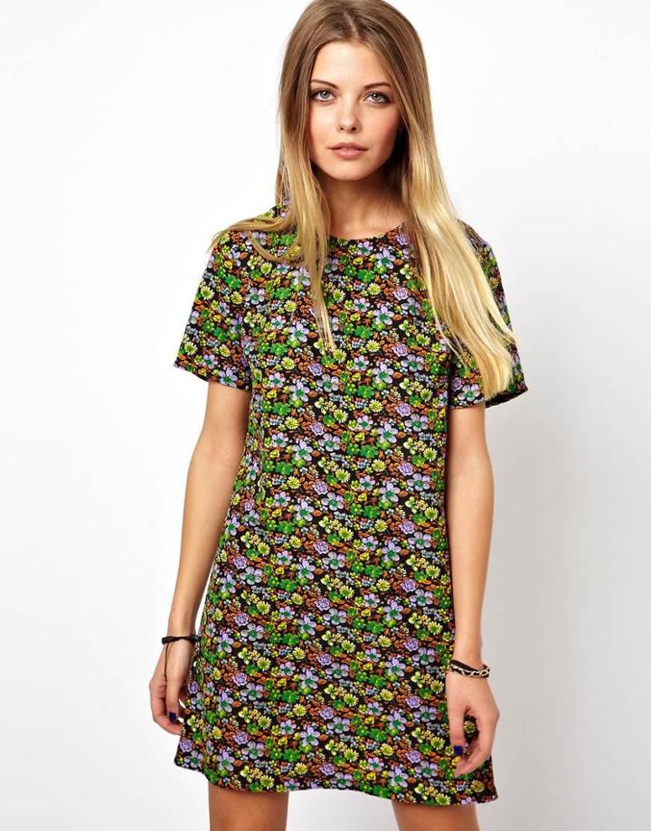 Asos Reclaimed Vintage Shift Dress In Ditsy Floral Print