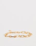 Asos Design Bracelet In Square Open Link Chain In Gold Tone - Gold