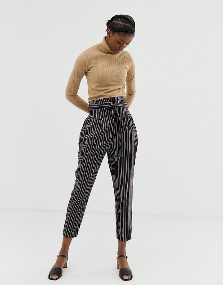Asos Design High Waist Balloon Tapered Pants In Stripe-multi