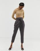 Asos Design High Waist Balloon Tapered Pants In Stripe-multi
