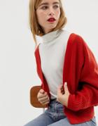 Asso Design Eco Mixed Rib Eco Cardigan - Red