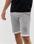 Jack & Jones Originals Badge Logo Jersey Shorts In Light Gray - Gray