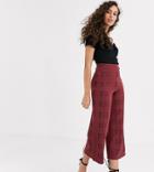 Asos Design Petite Textured Check Culotte Pants-multi