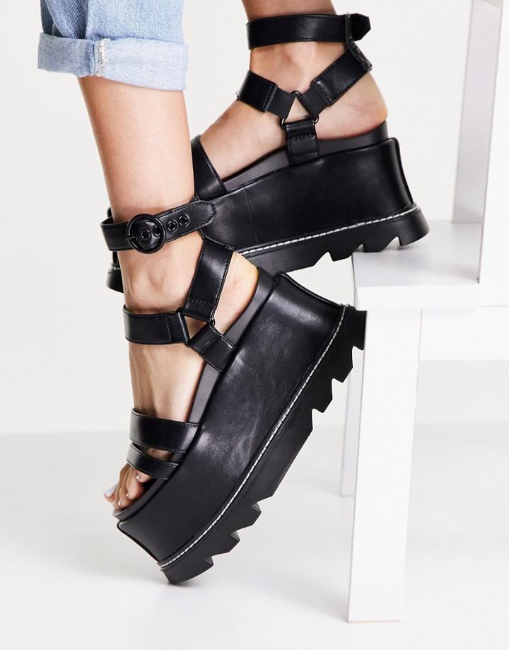 Lamoda High Flatform Sandals In Black