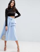 Asos Scuba Prom Skirt With Bow Detail - Blue