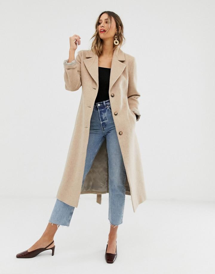 & Other Stories Oversized Tie Waist Coat In Beige