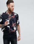 Asos Oversized Shirt With Stork Print - Black