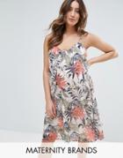 Mama. Licious Sleeveless Palm Print Woven Dress - Multi