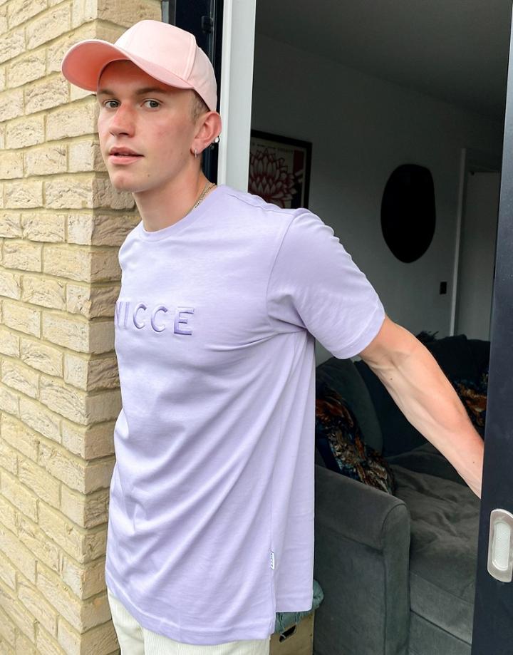 Nicce Mercury Embroidered T-shirt In Lilac-purple