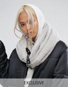 Shikumi Oversized Knitted Infinity Scarf With Buckle Strap - Gray
