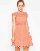 Asos Lace Mini Prom Dress With Bra Top - Pink